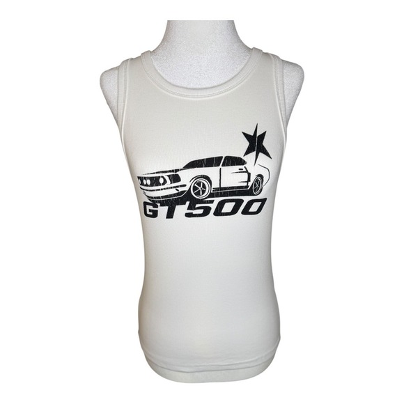 Edikted GT500 Large Tank Top White Sleeveless Ribbed Racerback Ford Muscle Car - Picture 1 of 8